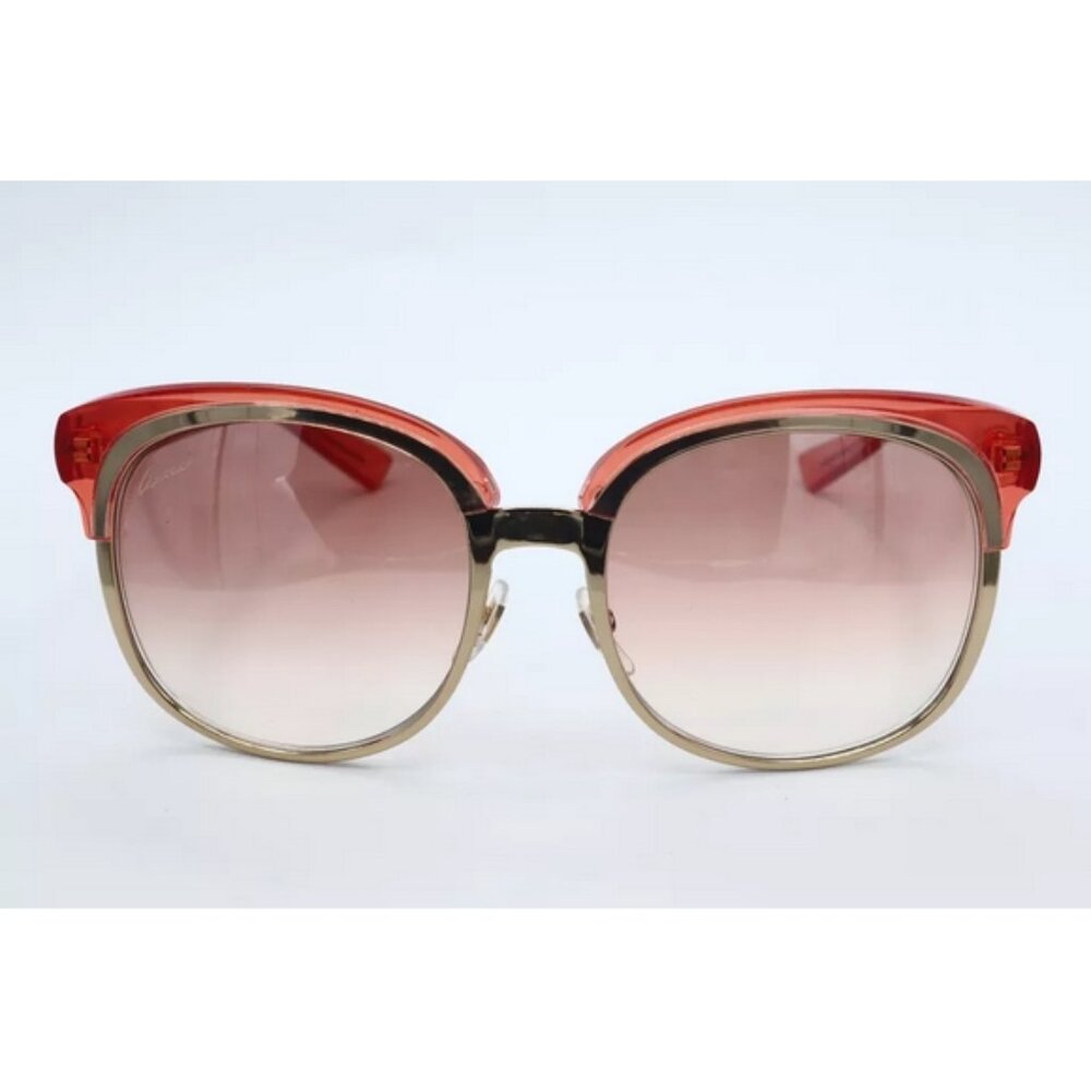 Authentic Gucci GG 4241/S EYUF5 Gold/Red Oval Sunglasses Pink Lenses 56mm - Picture 2 of 5
